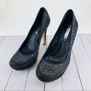 BCbGMAXAZRIA Black Crystal Embellished Heels